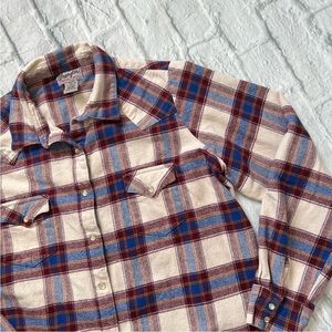 Wrangler Plaid Button Down Flannel Shirt Vintage Western